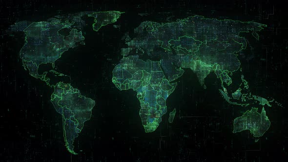 Digital World Map 4k H264 In - Out