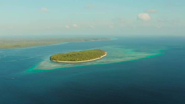 Tropical Islands with Beaches in the Blue Sea Balabac, Palawan, Philippines