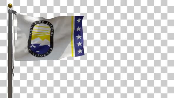 Alameda County (California) Flag on Flagpole with Alpha Channel