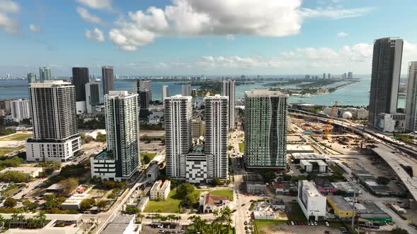 Signature Bridge Under Construction Downtown Miami East View