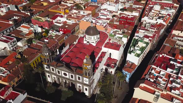 View From the Height on Cathedral and Townscape San Cristobal De La Laguna Tenerife Canary Islands