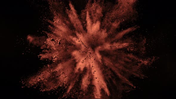 Super Slow Motion Shot of Cocoa Powder Explosion Isolated on Black Background at 1000Fps