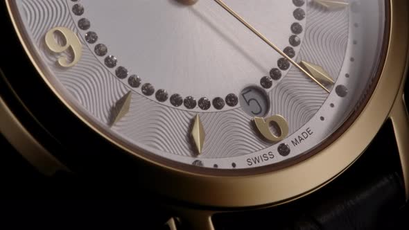 Luxury Golden Swiss Made Women Watch with Diamonds