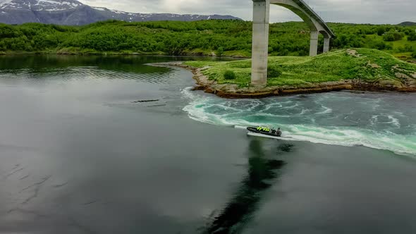 Waves of Water of the River and the Sea Meet Each Other During High Tide and Low Tide.