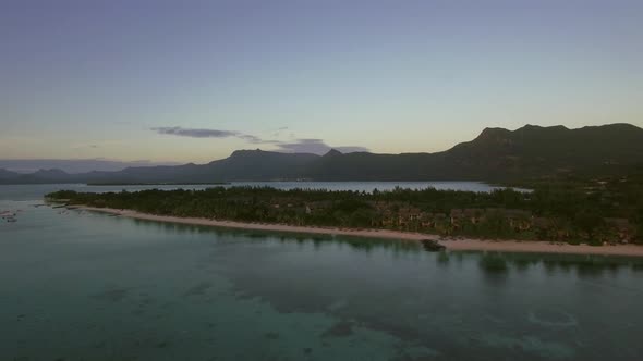 Mauritius Aerial View with Ocean and Mountain Ranges