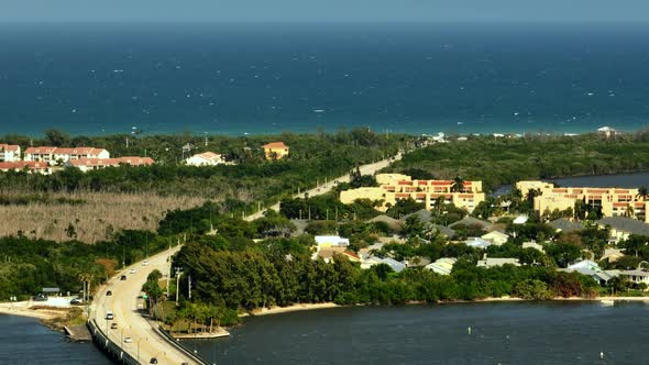 Jensen Beach Condominiums Near Bridge 4k Telephoto 7x Zoom Aerial Video