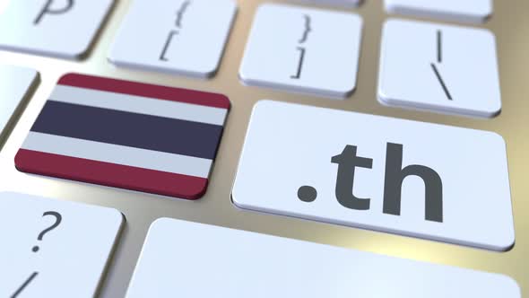 Thai Domain .Th and Flag of Thailand on the Keyboard