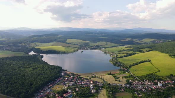 Aerial view of Teply vrch reservoir in Slovakia