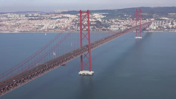 The Bridge of 25Th April with Car Traffic, Lisbon