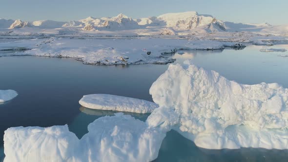 Antarctica Polar Iceberg Coast Aerial Drone View