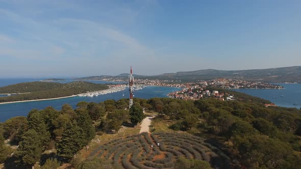 Green Park with a Labyrinth Near the Sea Coast of Montenegro