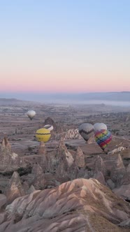 Cappadocia Turkey  Vertical Video of Balloon Launch