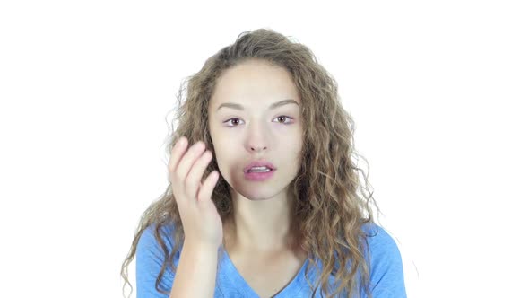 Shock, Upset Woman on White Background