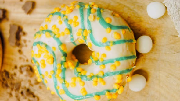 Chocolate Marshmello and Candy Donuts on a Retro Baking Tray