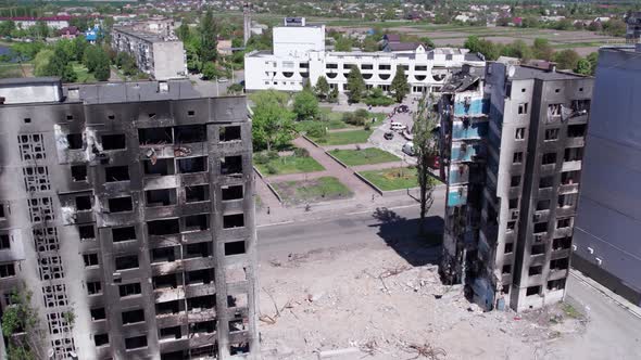 Borodyanka Ukraine  a Destroyed Building During the War Bucha District