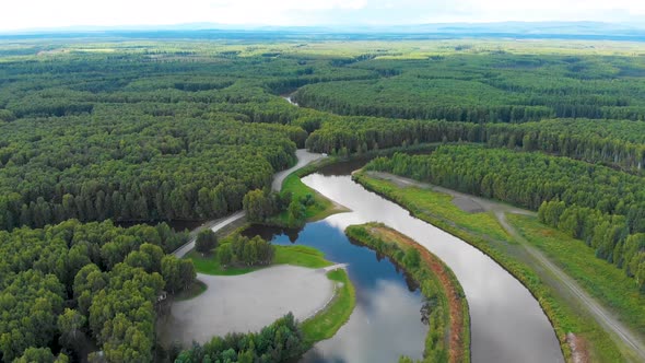 4K Drone Video of Chena River near Fairbanks, Alaska
