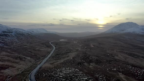 Flying Next To the R251 Highway Close To Mount Errigal, the Highest Mountain in Donegal - Ireland