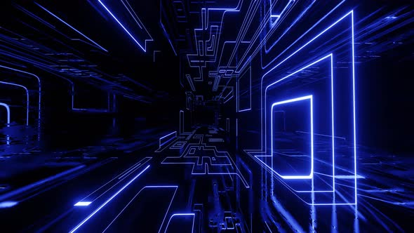 Hitech Blue Neon Scifi Tunel