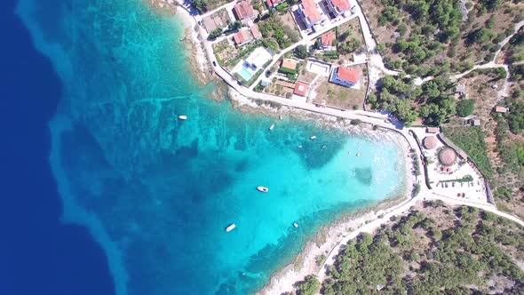 Aerial view of a remote holiday resort