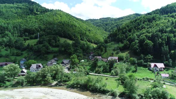 Over Mountain Houses 4k