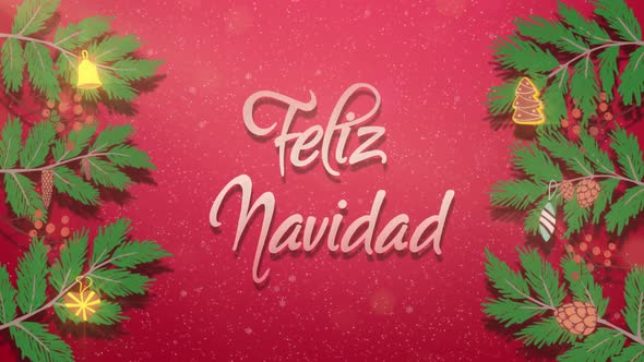 Merry Christmas 2021 Neon Animation Feliz Navidad on Spanish 3d Motion Design for New Year Holidays alt
