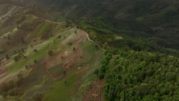 Panorama aerial overview mountains landscape