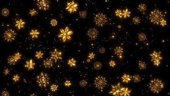 4k Falling Gold Flowers Particles