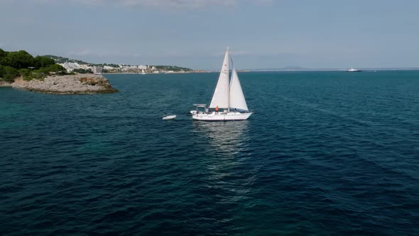 Beautiful Bay with Sailing Boats Yacht Mallorca Island Spain