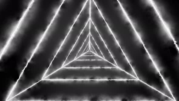 White Fire Triangle Tunnel Animated Background