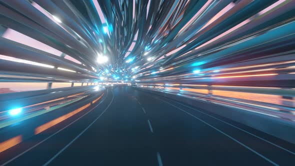 Flying in a Futuristic Fiber Optic Tunnel with a Road