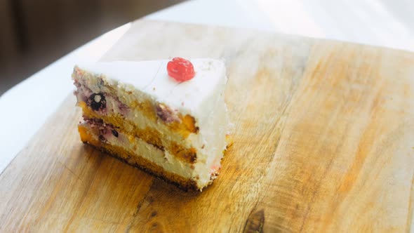 Mont Blanc Cake with Cherry in Jelly