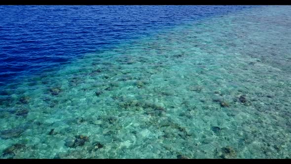 Aerial landscape of exotic sea view beach adventure by transparent lagoon and white sand background 