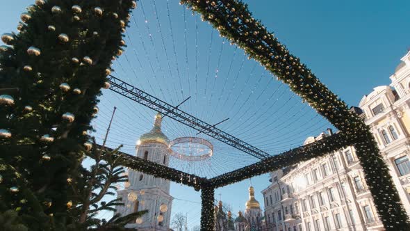 City Christmas Decorations Slow Motion