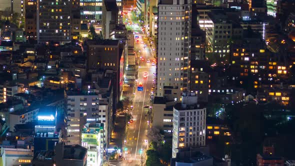 time lapse of city and road in Tokyo at night, Japan