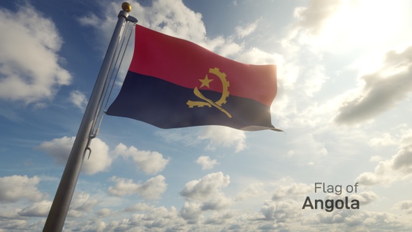 Angola Flag on a Flagpole