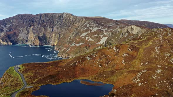 Aerial of Slieve League Cliffs Are Among the Highest Sea Cliffs in Europe Rising 1972 Feet or 601