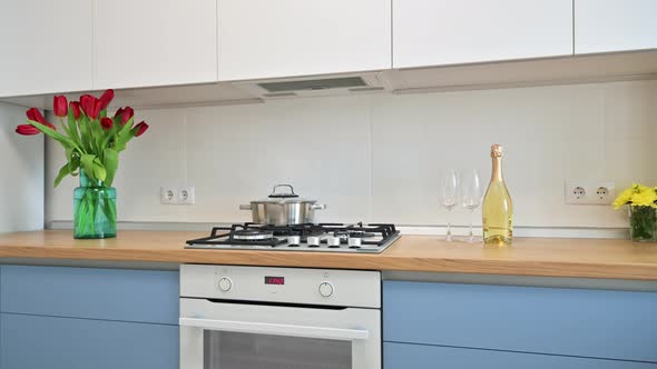 Modern Blueteal and White Kitchen Interior