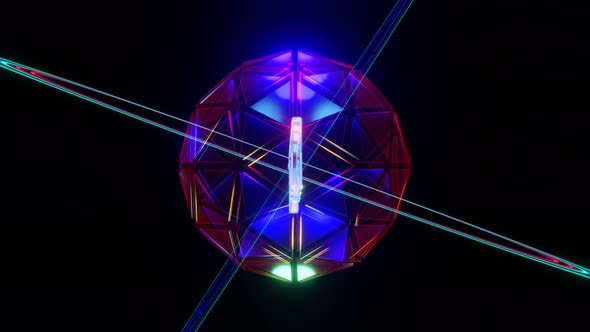 VJ Loop Animation of the Rotation of the NFT Inscription in a Crystal Neon Ball