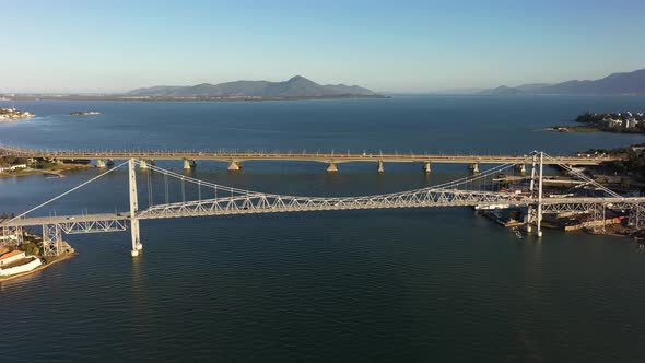 Tropical beach scenery of island os Florianopolis Brazil. Travel landmark.