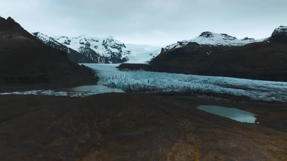 Aerial Panoramic View of the Skaftafell Glacier Vatnajokull National Park