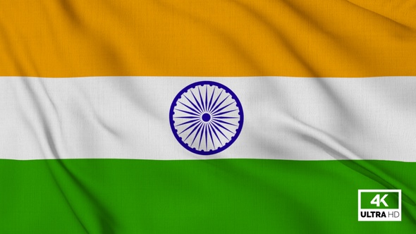 India Flag Waving Slowly Looped