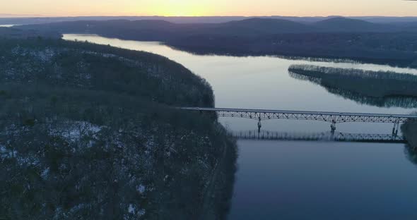 Aerial of the New Croton Reservoir in Westchester County New York