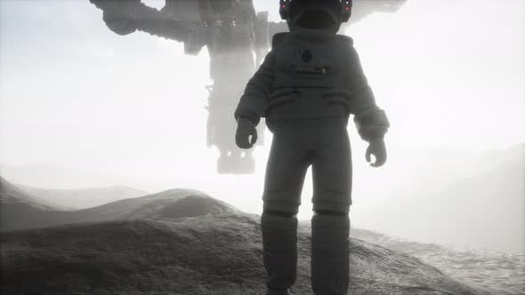 Astronaut Walking on an Mars Planet