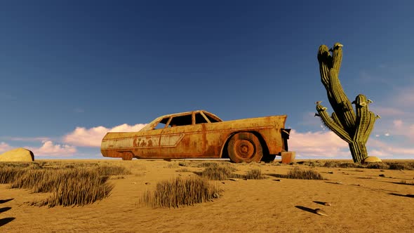 Abandoned Car on Desert