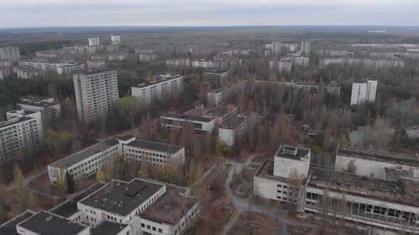 Chernobyl Exclusion Zone. Pripyat. Aerial.