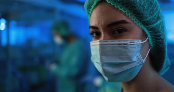 Female doctor at work inside hospital during coronavirus outbreak