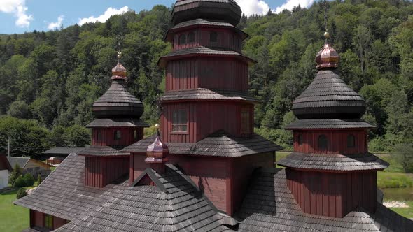Old Traditional Wooden Church in Carpathians Ukraine