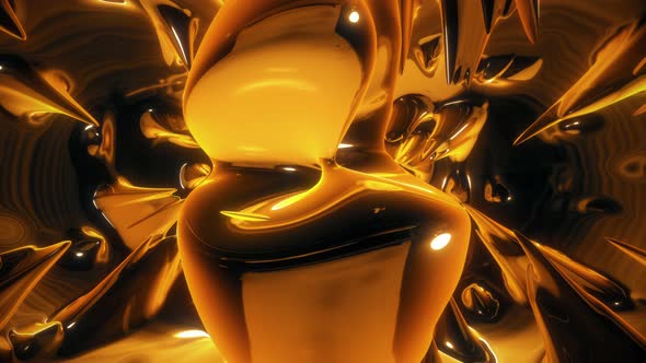 Abstract Gold 3D Shiny Inner Chamber Texture Background Loop