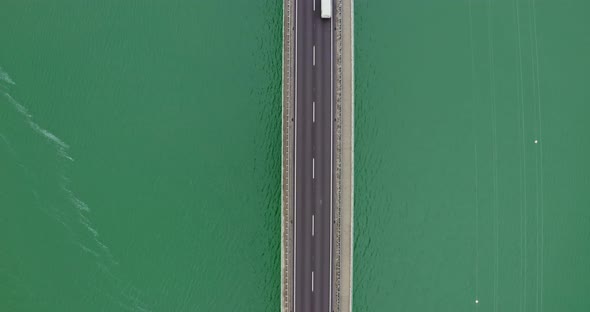 Quadcopter Video of a Bridge Across a River