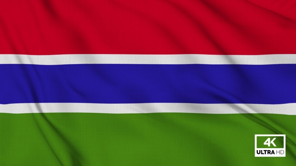 Gambia Flag Waving Slowly Looped